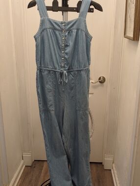 Old Navy Light Blue Denim Button-Front Jumpsuit